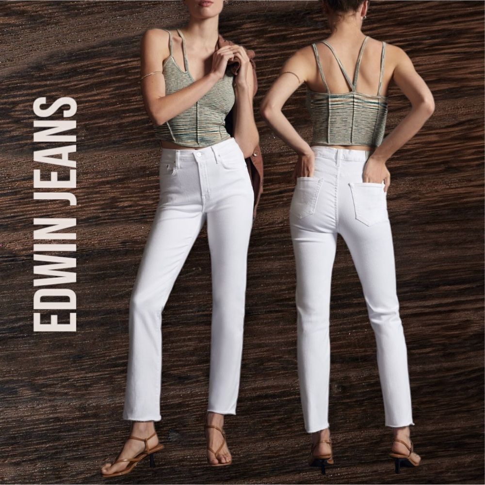 EDWIN ANTHROPOLOGIE Women’s Bree High Rise Skinny Jeans in the Size 25 in White